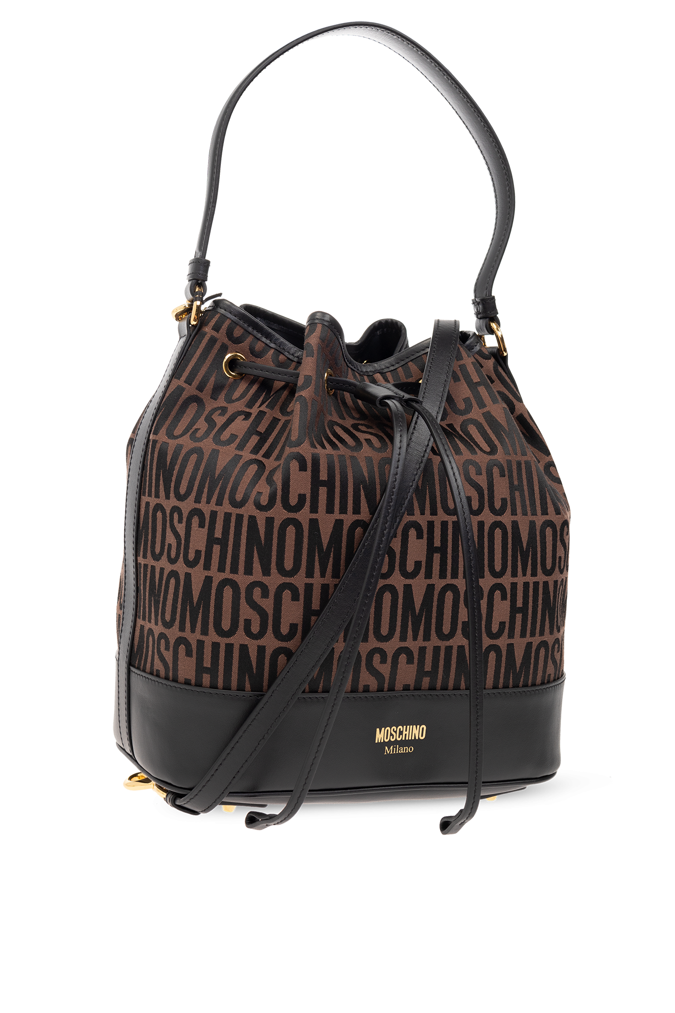 Moschino logo discount bucket shoulder bag